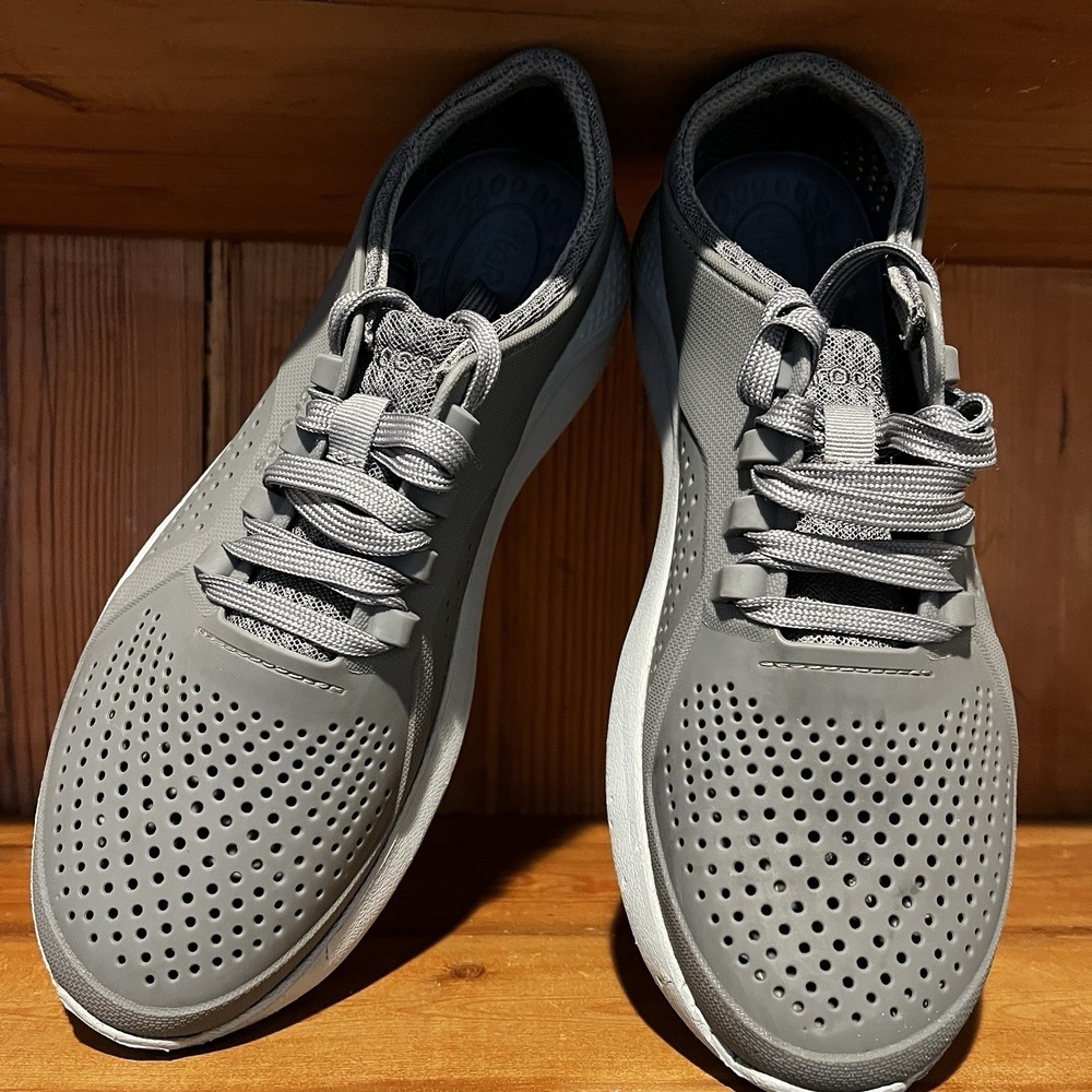 Crocs LiteRide Pacer Men's Grey Lace Up‎ Sneakers 8M 204967 Athleisure Comfort